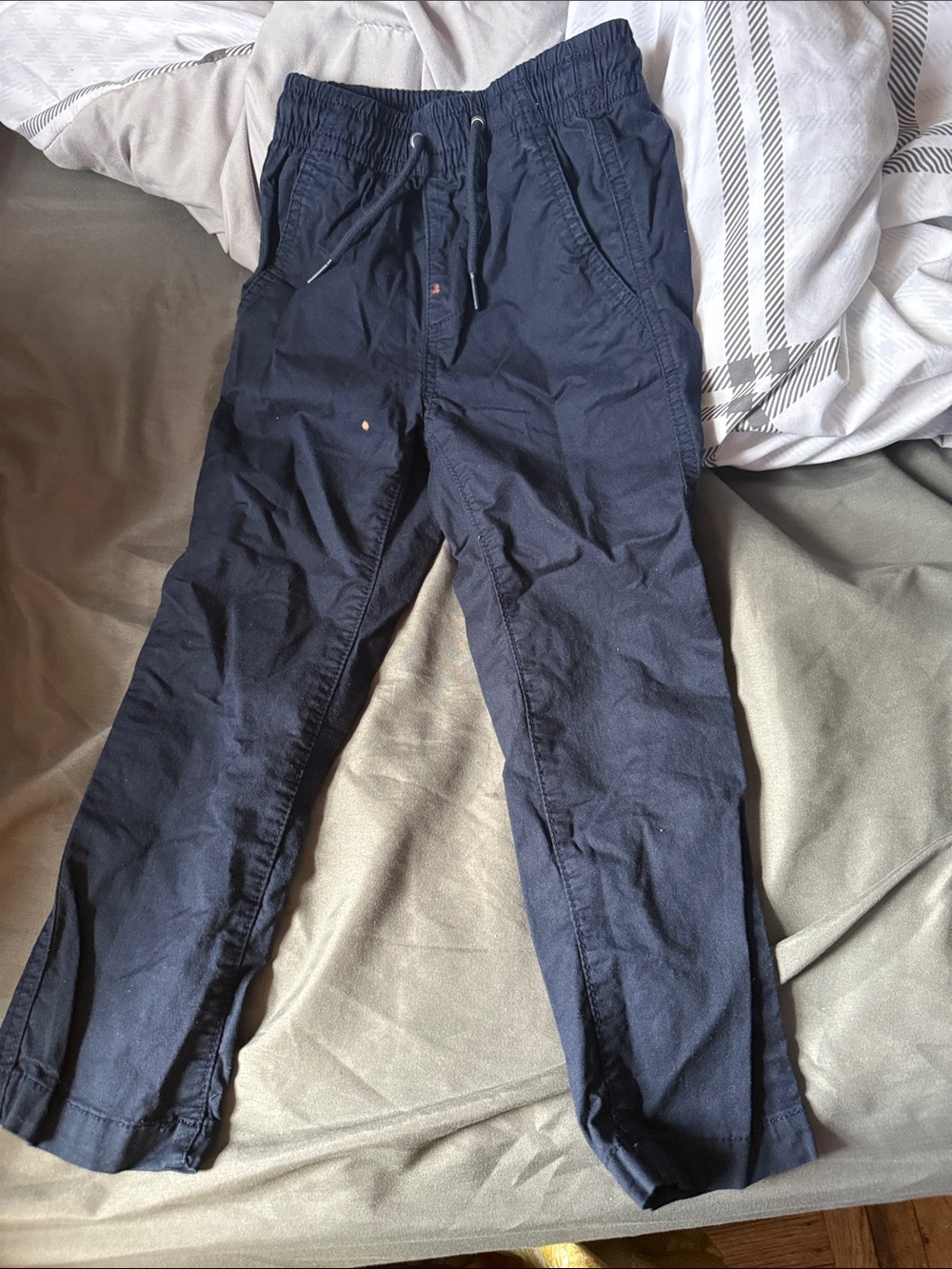 Boys Navy Elastic Waist Casual Pants